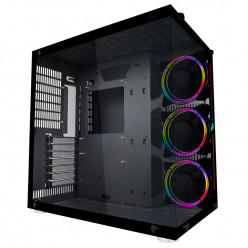 Case 1STPLAYER SP8 BLACK, ATX w/o PSU, 2*4 mm tempered glass Front & Side 50% view panels, FCR ARGB fan (3 front side,3 bottom), FC ARGB fan (1rear), Front: Rainbow RGB strips, C1(ARGB HUB+Remote Control), MB Synchronization, 2x2.5"/2x3.5", 0.8mm steel st