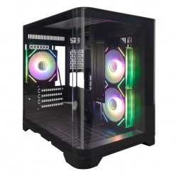 Case 1STPLAYER UV5 BLACK, mATX w/o PSU, Panoramic Side & Front Curved U-shaped 3mm Tempered glass, Dual Chamber, FCR ARGB fan (2front side), FC ARGB fan (1rear), C4(HUB), Support ARGB, MB Synchronization, Magnetic filter, Bottom Dust Cover, 1xHDD/2*SSD, 2