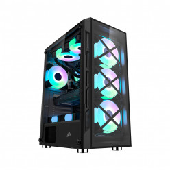 Case 1STPLAYER XP-G BLACK, ATX w/o PSU, Tempered Glass Side panel, Glass Front, CC ARGB fan (3front ,1rear), C4(HUB+Remote), Support ARGB, MB Synchronization, 3.5" HDD*2 / 2.5: SSD*3, USB3.0*1, USB2.0*2, HD AUDIO, SPCC 0.5mm, Black