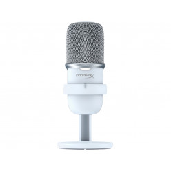 HyperX SoloCast, White, Microphone for the streaming, Sampling rates: 48 / 44.1 /32 / 16 / 8 kHz, 20Hz-20kHz, Tap-to-Mute sensor with LED indicator, Flexible, Adjustable stand, Cardioid polar pattern, Boom arm and mic stand, Cable length: 2m, Black,  USB