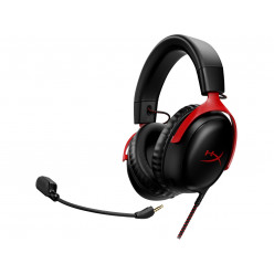 Headset  HyperX Cloud III, Red, Solid aluminium build, Microphone: detachable, DTS Headphone:X Spatial Audio, Driver: Dynamic / 53mm with Neodymium magnets, Frequency response: 10Hz–21kHz, Cable length:1.2m+1.3m USB dongle cable, Multiplatform Compatible 
