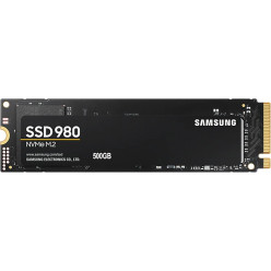 M.2 NVMe SSD 500GB  Samsung SSD 980, PCIe3.0 x4 / NVMe1.4, M2 Type 2280 form factor, Seq. Read: 3100 MB/s, Seq. Write: 2600 MB/s, Max Random 4k: Read /Write: 400K/470K IOPS, Samsung Pablo Controller, 512MB LPDDR4, V-NAND 3-bit MLC