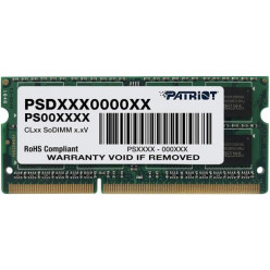 8GB DDR3L-1600 SODIMM  PATRIOT Signature Line, PC12800, CL11, 2 Rank, Double-sided module, 1.35V