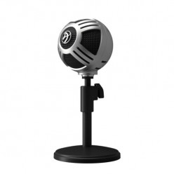 AROZZI Sfera Pro USB Plug-and-play microphone with -10dB Cardioid, Cardioid, and Omnidirectional pick-up patterns, 20Hz – 20kHz, 1.9m, silver
