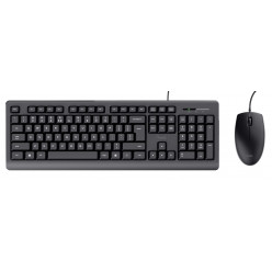 Trust Primo Keyboard & Mouse Set, Silent keys and mouse buttons, Spill resistant, US, USB,1.8m, Black