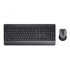Trust Trezo Wireless Keyboard & Mouse Set, Silent keys and mouse buttons, Spill resistant, US, 3 x Duracell® AA battery, Black