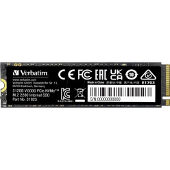 M.2 NVMe SSD 512GB Verbatim Vi5000, Interface: PCIe4.0 x4 / NVMe 1.4, M2 Type 2280 form factor, Sequential Read 5000 MB/s, Sequential Write 2500 MB/s, Random Read 375K IOPS, Random Write 500K IOPS, TBW: 500TB, 3D NAND TLC