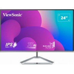 23.8- VIEWSONIC IPS LED VX2476-SMH Silver/Black Premium Design (4ms, 1000:1, 250cd, 1920 x 1080, 178°/178°, VGA, HDMI x 2, HDR10, SuperClear IPS, Audio Line-In/Out, Speakers 2 x 2W, VESA)