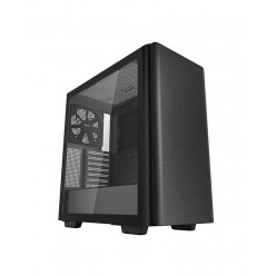 DEEPCOOL -CK500- ATX Case, with Side-Window (Tempered Glass Side Panel), without PSU, Tool-less, Pre-installed: Front 1x140mm fan, Rear 1x140mm fan, Quick-release magnetic front panel,  2xUSB3.0, 1xUSB-C, 1xAudio, Black