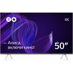 50- LED TV Yandex Smart TV with Alisa, Black (3840x2160 UHD, SMART TV (YaOS), 3 x HDMI, 2 x USB, Wi-Fi, Bluetooth, T/T2/C/C2/S/S2, Speakers 2 x 10W Dolby Audio, VESA 200x200, 8.5 Kg)