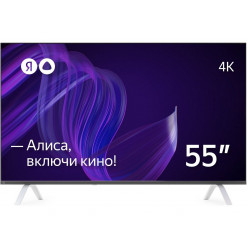 55- LED TV Yandex Smart TV with Alisa, Black (3840x2160 UHD, SMART TV (YaOS), 3 x HDMI, 2 x USB, Wi-Fi, Bluetooth, T/T2/C/C2/S/S2, Speakers 2 x 12W Dolby Audio, VESA 200x200, 11.4 Kg)