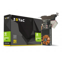 ZOTAC GeForce GT710  2GB GDDR3, 64bit, 954/1600Mhz, Active Cooling, Single Fan with heatsink, 1 Slot, HDCP, VGA, DVI-D, HDMI, Low Profile, 2x Low profile bracket included, Lite Pack