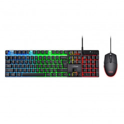 Trust Gaming Combo GXT 838 Azor Keyboard & Mouse, multicolour LED lighting (RGB), Keyboard: 12 multimedia function keys, anti-ghosting, 3 combined LED color ; Mouse:800/3000 dpi, 6 button, USB, US, Black