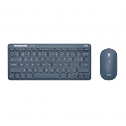 Trust  Lyra Multi-Device Compact Wireless keyboard and mouse set, RF 2.4GHz, Bluetooth, 800-1600 DPI, Silent click, FN keys, USB-A, USB-C, Rechargeable battery, 301g, US, Blue