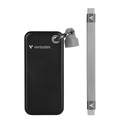 M.2 External SSD 1.0TB  Verbatim Pocket USB 3.2 Gen 2, Black/Grey, USB-C, Sequential Read/Write: up to 1000/1000 MB/s, Windows®, Mac, Keyring and Cable Holder, Portable, Compact, Rugged and Perfect for travel, Ultra-lightweight, Cloth bag, Nero Backup Sof