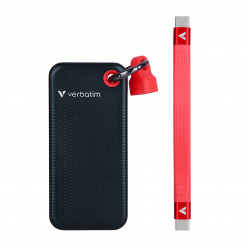 M.2 External SSD 1.0TB  Verbatim Pocket USB 3.2 Gen 2, Black/Red, USB-C, Sequential Read/Write: up to 1000/1000 MB/s, Windows®, Mac, Keyring and Cable Holder, Portable, Compact, Rugged and Perfect for travel, Ultra-lightweight, Cloth bag, Nero Backup Soft