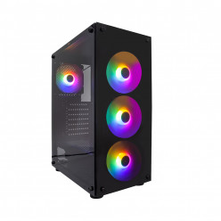 Case 1STPLAYER V3-B BLACK, ATX w/o PSU, Tempered Glass Side Panel, Front Panel: Tempered Glass, F5S RGB fan (3front), F5M RGB fan (1rear), no hub and controller, 2.5- SSD*2, USB3.0*1, USB2.0*2, HD AUDIO, SPCC 0.5mm, Black