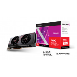 Sapphire PULSE Radeon™ RX 7700 XT 12GB GDDR6 192Bit 2544/18000Mhz, 2xHDMI, 2xDP, Dual Fan, SP: 3456, AMD RDNA 3, 5nm GPU, PCIe4.0, Composite Heatpipe, Two-Ball Bearing, Angular Velocity Fan Blade, Digital Power Design, Cooper PCB, Fuse Protection, Metal B