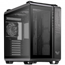 GT502 PLUS ASUS TUF GAMING TG ARGB BLACK CASE, w/o PSU, Dual Chamber Chassis, Panoramic View, Front&Left Side Tempered Glass, Tool-Free Side Panels, Vertical VGA Mount, Top: 3x120mm ARGB fans, Rear: 1xARGB 120mm fan, 4x 2.5-/3.5, ARGB HUB, 1xUSB-C 3.2Gen2