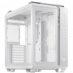 GT502 ASUS TUF GAMING TG WHITE CASE, w/o PSU, Dual Chamber Chassis, Panoramic View, Front&Left Side Tempered Glass, Tool-Free Side Panels, Vertical VGA Mount, 4x 2.5-/3.5- Combo Bay, 2xUSB3.2, 1xUSB-C 3.2Gen2, 1xAudio, 1xLED Button,11kg, White, ATX