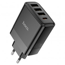 USB Charger  HOCO C127A  Intelligent four-port, 1 x USB-C + 3 x USB, USB-C 1: up to 30W, USB-A: up to 12W, up to PD45W / QC3.0, Black