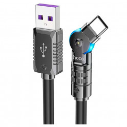 Cable  USB to USB-C   HOCO -U118 Triumph-,  1.2m,  Black, Rotating Charging Data Cable, Super Fast Charge, up to 100W, up to 5A, Outer material: Zinc alloy