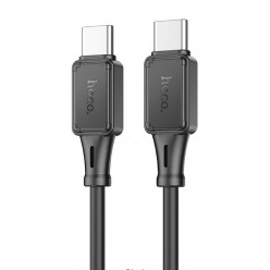 Cable  USB-C to USB-C   HOCO -X101 Assistant-, Silicone,  1m,  Black, up to 3A, laptop 60W fast charging, Charging Data Cable, Outer material: Silicone