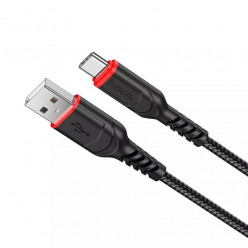 Cable  USB to USB-C  HOCO -X59 Victory-,  1m,  Black, up to 3A, Charching Data Cable, Outer material: Woven nylon