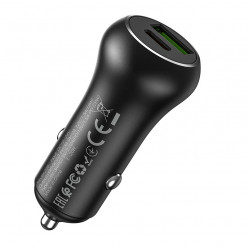 USB Car Charger - HOCO -Z38 Resolute-, 1 x USB + 1 x USB-C charger, USB-A: 18W / USB-C: 20W, Total output: 38W, up to PD3.0 / QC3.0, Black