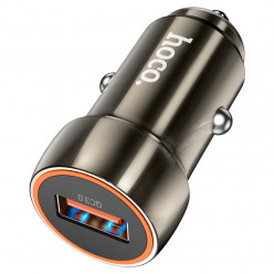 USB Car Charger - HOCO -Z46 Blue shield-, 1 x USB charger, Total output: 18W, up to PD3.0 / QC3.0, Metal, Gray