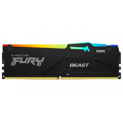 32GB DDR5-5200  Kingston FURY® Beast DDR5 RGB EXPO, PC41600, CL36, 1.25V, 2Rx8, Auto-overclocking, Asymmetric BLACK Large heat spreader, Dynamic RGB effects featuring HyperX Infrared Sync technology, AMD® EXPO v1.0 and Intel® Extreme Memory Profiles (Inte