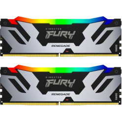 48GB (Kit of 2*24GB) DDR5-8400  Kingston FURY® Renegade Silver DDR5 RGB CUDIMM, PC67200, CL40, 1.45V, 1Rx8, Auto-overclocking, Symmetric SILVER Large heat spreader, Dynamic RGB effects featuring Kingston FURY Infrared Sync technology, Intel XMP 3.0 Ready 