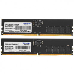 32GB (Kit of 2x16GB) DDR5-4800 Patriot Signature Line DDR5 (Dual Channel Kit) PC5-38400, CL40, 1.1V,  On-Die ECC, Thermal sensor, Retail