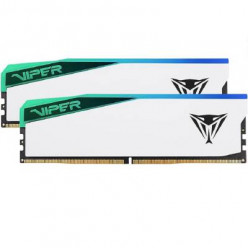 32GB (Kit of 2x16GB) DDR5-6400 VIPER (by Patriot) ELITE 5 DDR5 (Dual Channel Kit) PC5-51200, CL32, 1.4V, One-of-a-Kind White Aluminum Heatshield, Intel XMP 3.0, On-Die ECC, Thermal sensor, Matte White with Black Viper logo