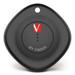 VERBATIM My Finder Bluetooth Tracker 1 Pack, Black, Works EXCLUSIVELY with the Apple devices in -Find My app-, For your keys, luggage or even your child’s toy, Play Sound, NFC, IP66, Replaceable battery lasts up to 1 year