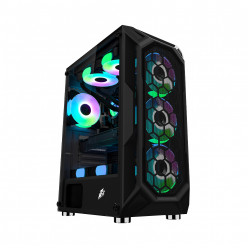 Case 1STPLAYER X6 BLACK, ATX w/o PSU, Tempered Glass Side panel, Mesh Front, F2 ARGB fan (3front ,1rear), C3 HUB without Controller, Support ARGB, MB Synchronization, 3.5-HDD:2 / 2.5-SSD:3, USB3.0*1, USB2.0*2, HD AUDIO, SPCC 0.5mm, Black