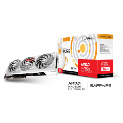 Sapphire PURE Radeon™ RX 7800 XT WHITE 16GB GDDR6 256Bit 2475/19500Mhz, 2xHDMI, 2xDP, Triple Fan, SP: 3840, AMD RDNA 3, 5nm GPU, PCIe4.0, Composite Heatpipe, Two-Ball Bearing, Angular Velocity Fan Blade, Cooper PCB, Metal Backplate, GPU bracket, Red Led L