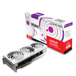 Sapphire PURE Radeon™ RX 7700 XT WHITE 12GB GDDR6 192Bit 2584/18000Mhz, 2xHDMI, 2xDP, Triple Fan, SP: 3456, AMD RDNA 3, 5nm GPU, PCIe4.0, Composite Heatpipe, Two-Ball Bearing, Angular Velocity Fan Blade, Cooper PCB, Metal Backplate, Graphics Card Supporte