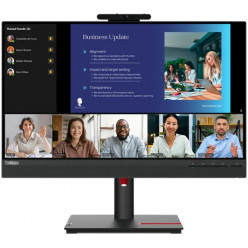 23.8- LENOVO IPS LED ThinkVision T24v-30 Conference Monitor Black (4ms, 1000:1, 250cd, 1920x1080, 178°/178°, VGA, HDMI, DisplayPort, Webcam IR + RGB camera 2.0Mpx, Mic, Speakers 2 x 3W, Audio Line-Out, USB Hub: 4 x USB3.2, Height Adjustment, Pivot, VESA)