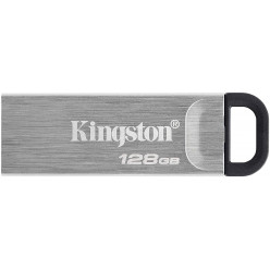 128GB USB3.2  Kingston DataTraveler Kyson Silver, Metal casing, Compact and lightweight (Read 200 MByte/s, Write 60 MByte/s)