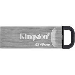 64GB USB3.2  Kingston DataTraveler Kyson Silver, Metal casing, Compact and lightweight (Read 200 MByte/s)