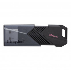 64GB USB3.2  Kingston DataTraveler Exodia Onyx Black, Moving cap design, Sleek matte black casing, Key ring (Read 100 MByte/s, Write 12 MByte/s)