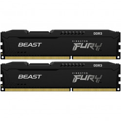 16GB (Kit of 2*8GB) DDR3-1600  Kingston FURY Beast (Dual Channel Kit), PC12800, CL10, 2Rx8, 1.5V,  Auto-overclocking,  Asymmetric BLACK heat spreader