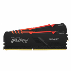 32GB (Kit of 2*16GB) DDR4-2666  Kingston FURY® Beast DDR4 RGB, PC21300, CL16, 1Rx8, 1.2V, Auto-overclocking, Asymmetric BLACK low-profile heat spreader, Dynamic RGB effects featuring Kingston FURY Infrared Sync technology, Intel XMP Ready (Extreme Memory 