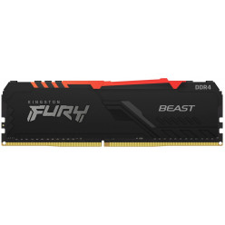 16GB DDR4-3200  Kingston FURY® Beast DDR4 RGB, PC25600, CL16, 2Rx8, 1.35V, Auto-overclocking, Asymmetric BLACK low-profile heat spreader, Dynamic RGB effects featuring Kingston FURY Infrared Sync technology, Intel XMP Ready (Extreme Memory Profiles)