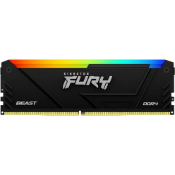 32GB DDR4-3200  Kingston FURY® Beast DDR4 RGB, PC24000, CL16, 2Rx8, 1.35V, Auto-overclocking, Asymmetric BLACK low-profile heat spreader, Dynamic RGB effects featuring Kingston FURY Infrared Sync technology, Intel XMP Ready  (Extreme Memory Profiles)