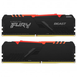 16GB (Kit of 2*8GB) DDR4-3600  Kingston FURY® Beast DDR4 RGB, PC28800, CL17, 1.35V, Auto-overclocking, Asymmetric BLACK low-profile heat spreader, Dynamic RGB effects featuring Kingston FURY Infrared Sync technology, Intel XMP Ready  (Extreme Memory Profi