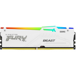 16GB DDR5-6000  Kingston FURY® Beast DDR5 White RGB EXPO, PC48000, CL30, 1.4V, 2Rx8, Auto-overclocking, Asymmetric WHITE Large heat spreader, Dynamic RGB effects featuring HyperX Infrared Sync technology, AMD® EXPO v1.0 and Intel® Extreme Memory Profiles 