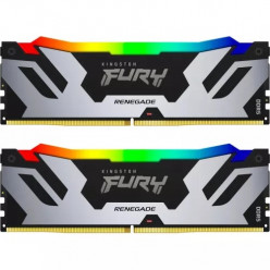 64GB (Kit of 2*32GB) DDR5-6000  Kingston FURY® Renegade Silver DDR5 RGB, PC48800, CL32, 1.35V, 2Rx8, Auto-overclocking, Symmetric SILVER Large heat spreader, Dynamic RGB effects featuring Kingston FURY Infrared Sync technology, Intel XMP 3.0 Ready  (Extre