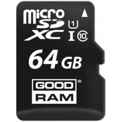 64GB microSD Class10 U1 UHS-I + SD adapter  Goodram M1AA, 600x, Up to: 90MB/s